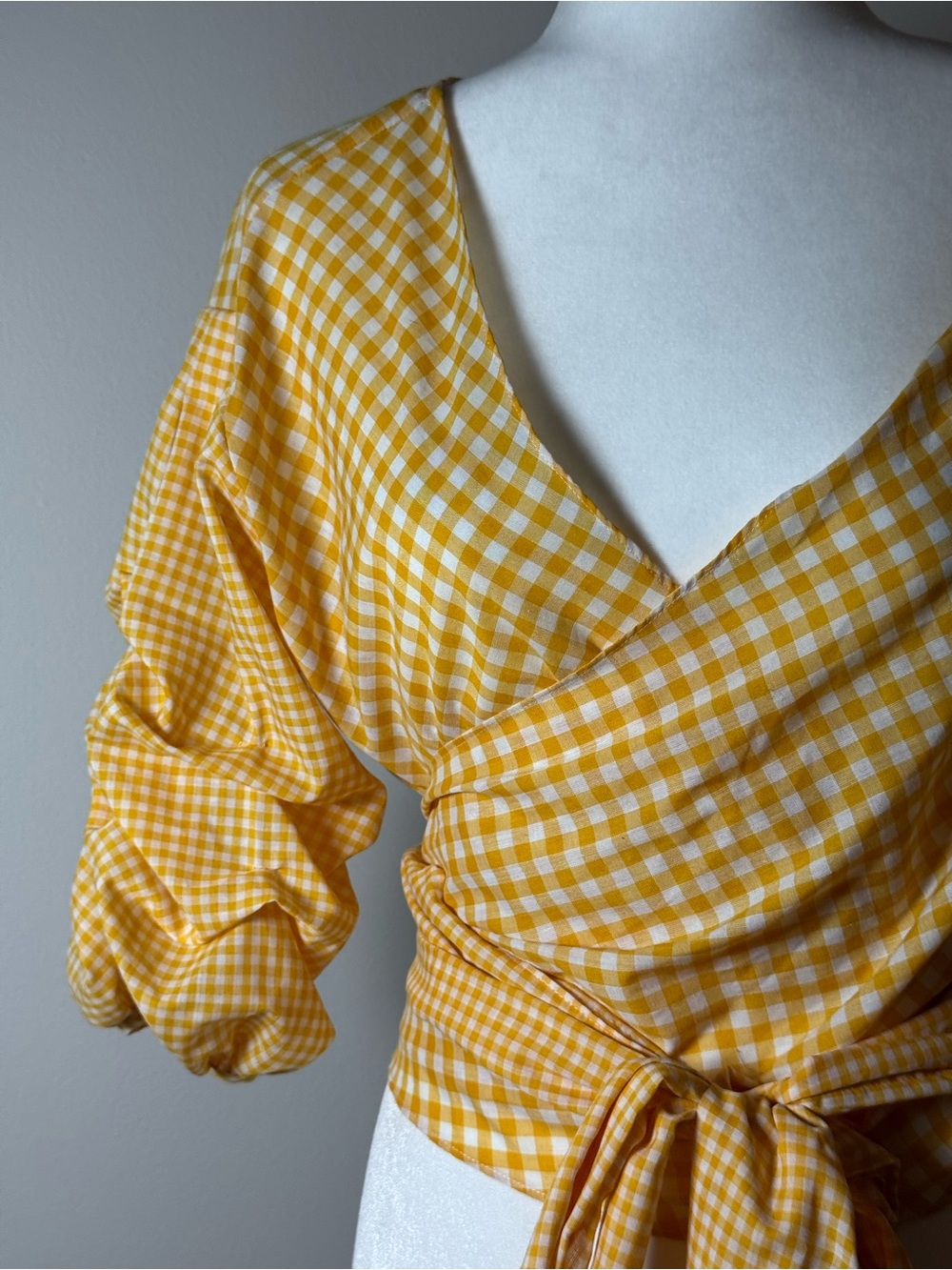 Lovers and Friends Ash white balloon sleeve tie front lined blouse sz S - Picture 5 of 11